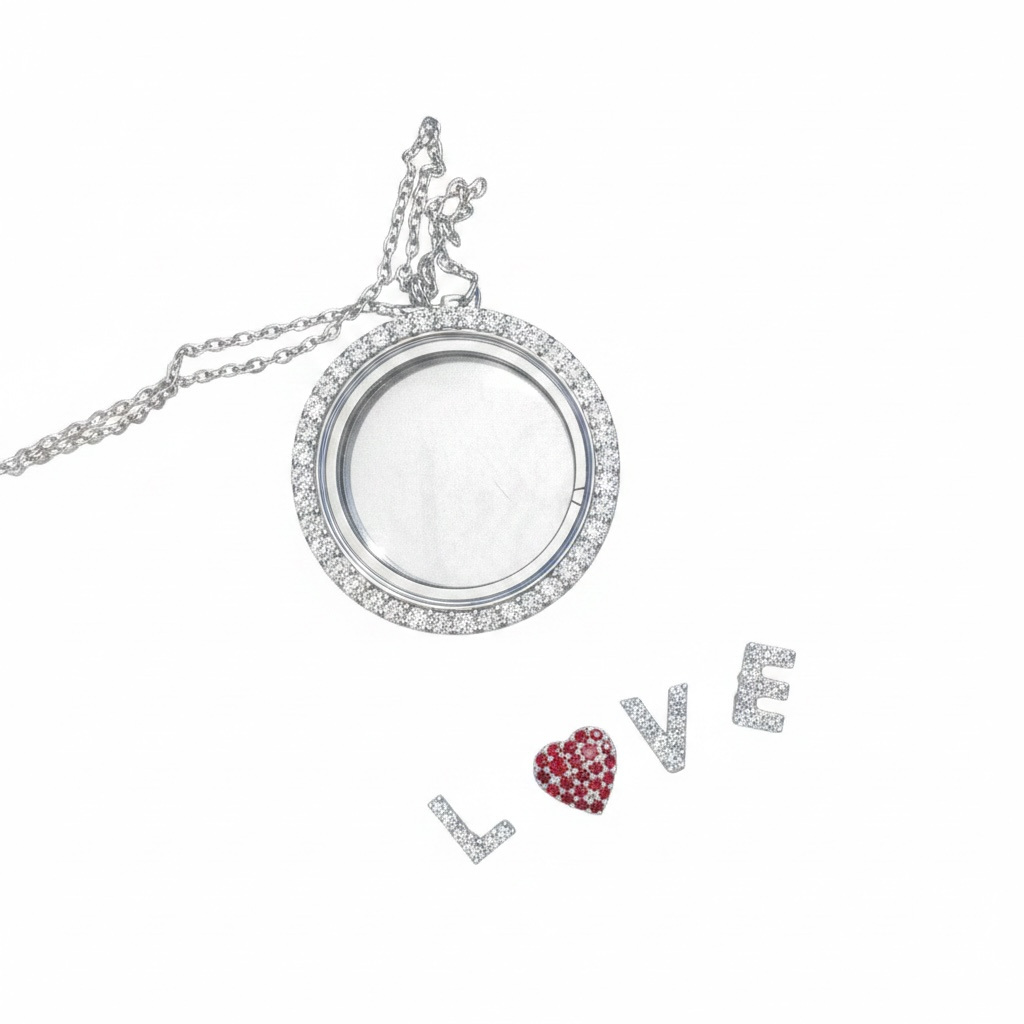 Treasure Crystal Pave Love Locket Necklace