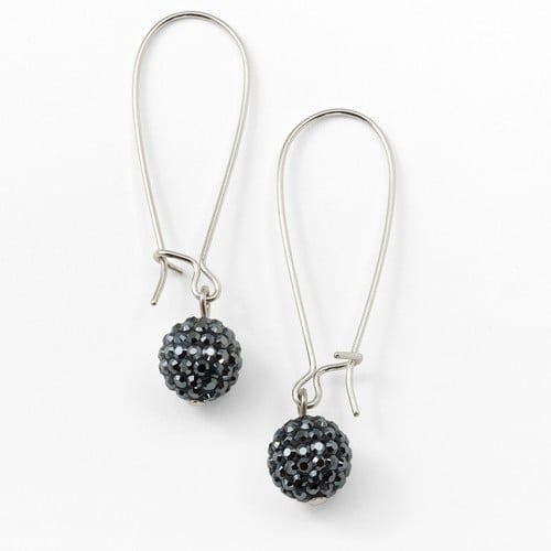 Pavé Ball Jet Crystal Earrings Touchstone Crystal by Swarovski