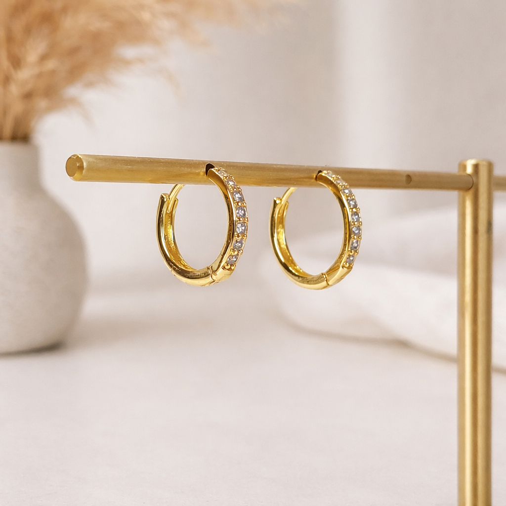Mimimarche - E172 paved dainty huggie hoop earrings