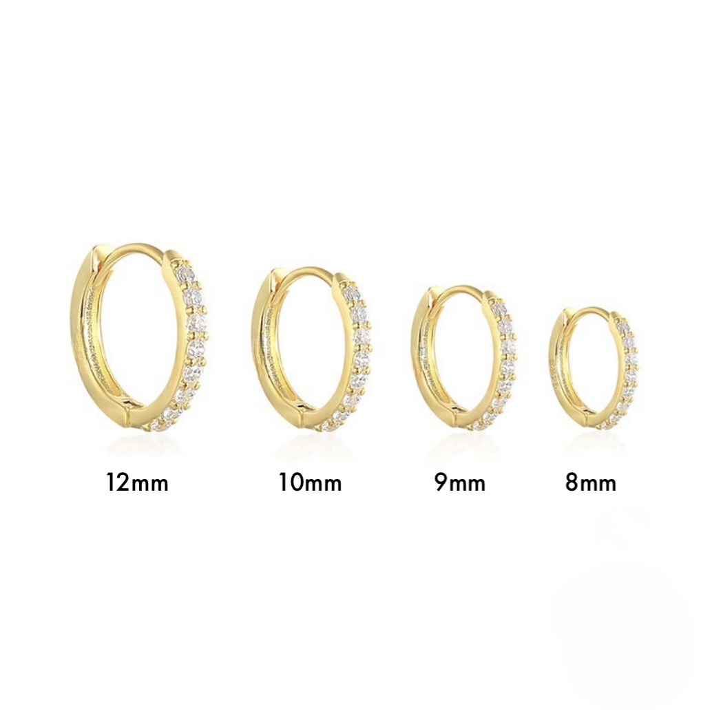 Mimimarche - E170 gold pave hoops, gold hoop earrings, gold hoops