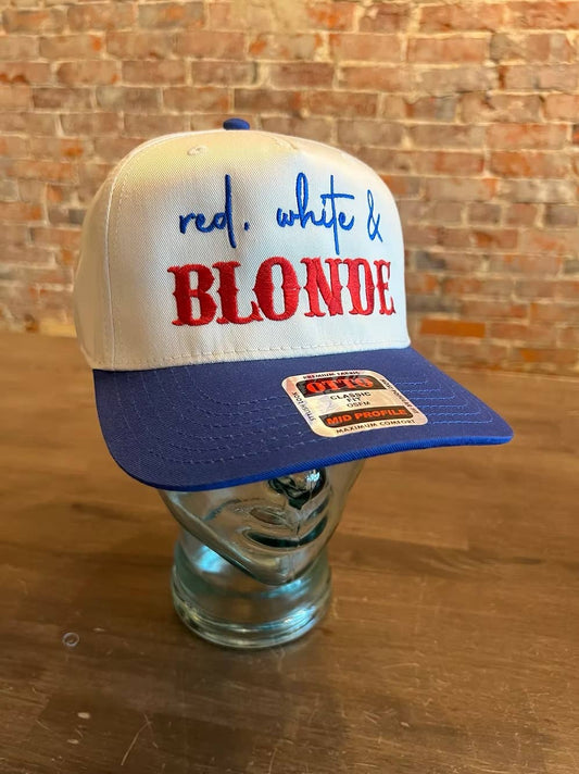Red White and Blonde Hat