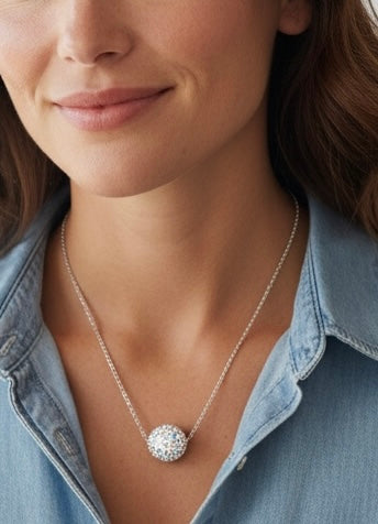 Pavé Ball Necklace Crystal Aurore Boreale