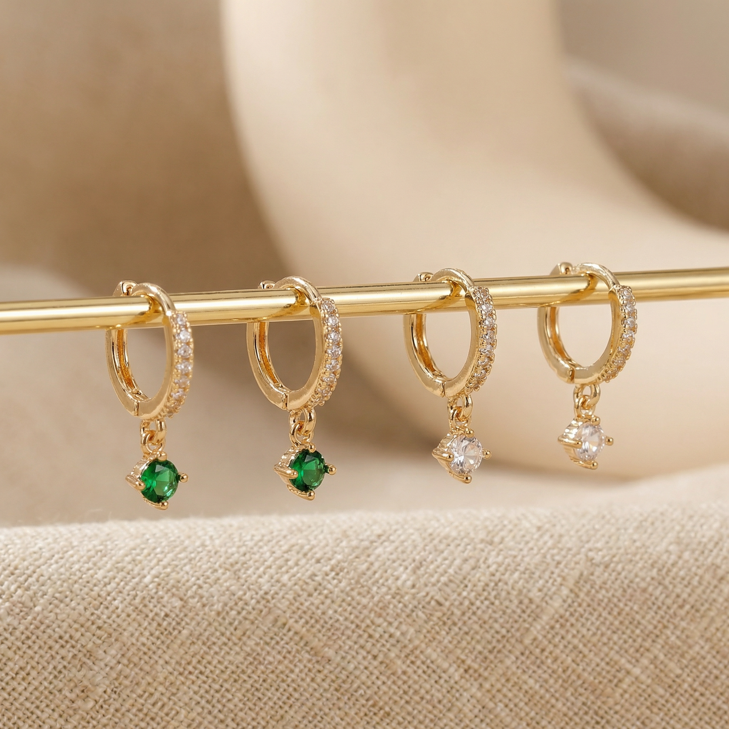 Mimimarche - E156 gold huggie hoop earring, dangle earring, hoop earring