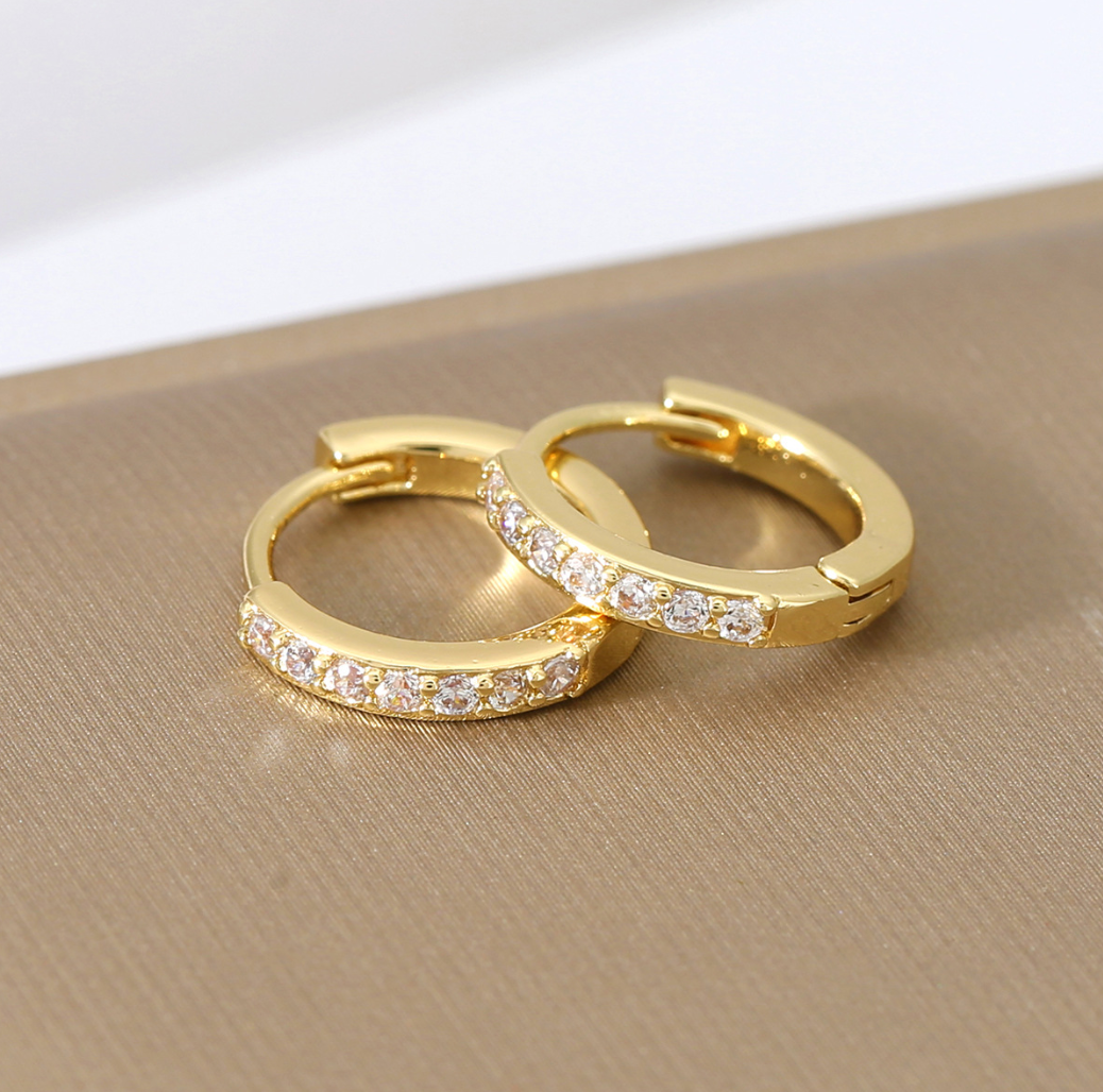 Mimimarche - E170 gold pave hoops, gold hoop earrings, gold hoops
