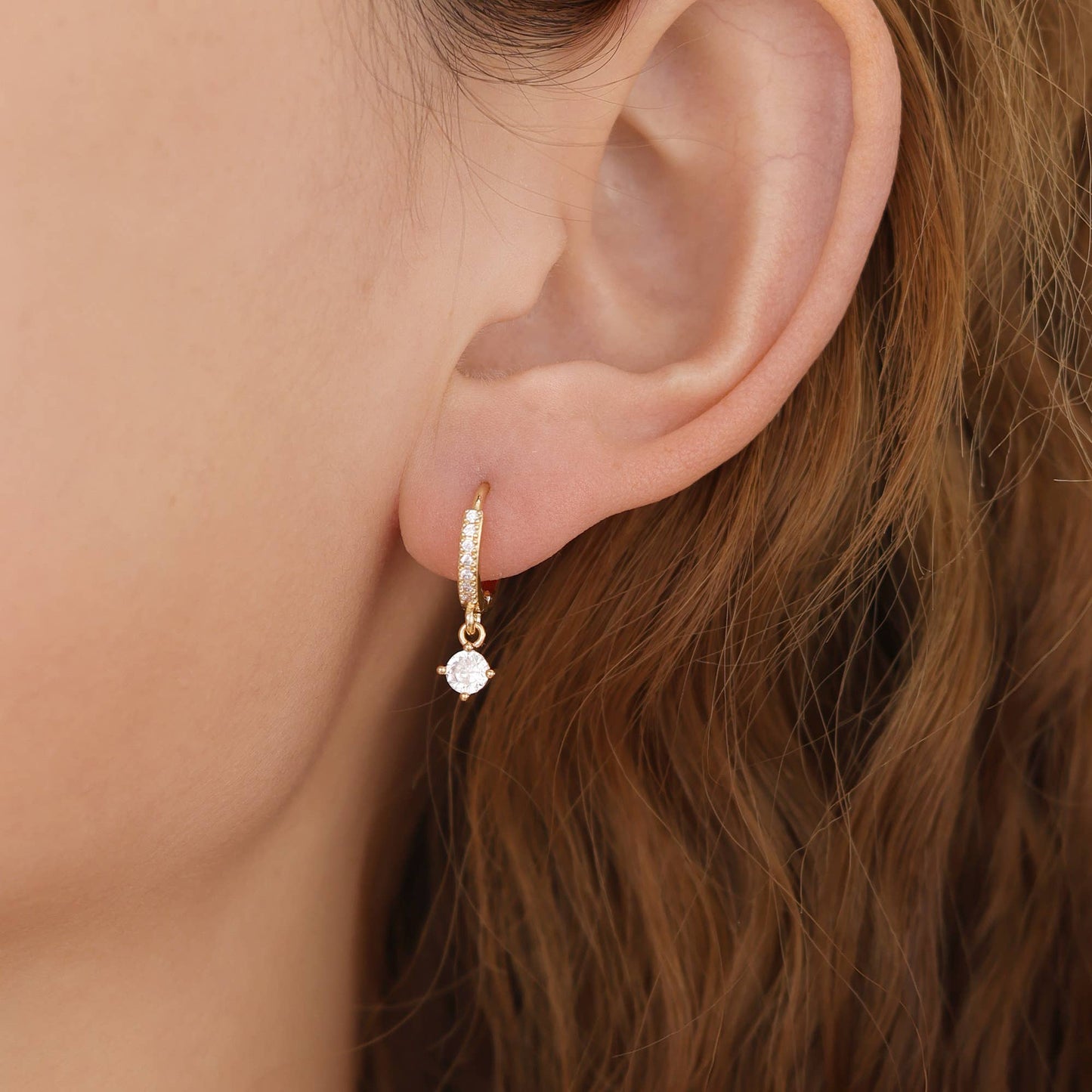 Mimimarche - E156 gold huggie hoop earring, dangle earring, hoop earring