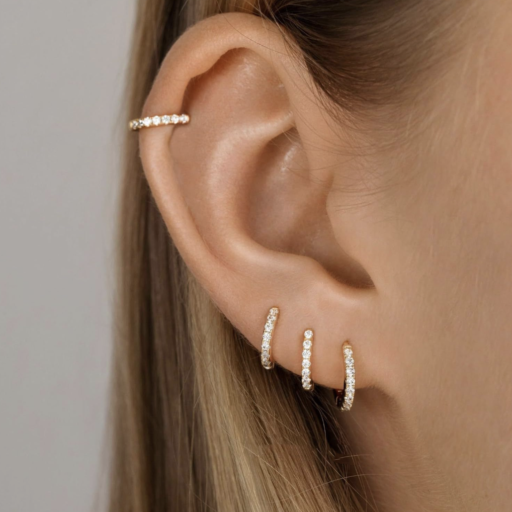 Mimimarche - E172 paved dainty huggie hoop earrings