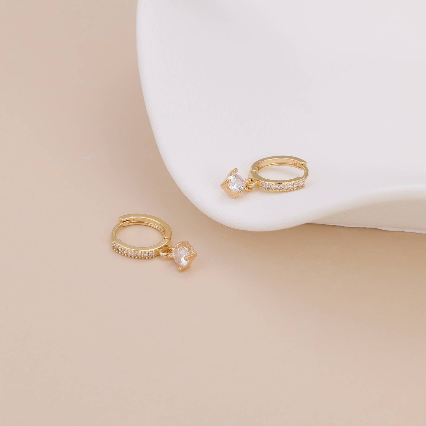 Mimimarche - E156 gold huggie hoop earring, dangle earring, hoop earring