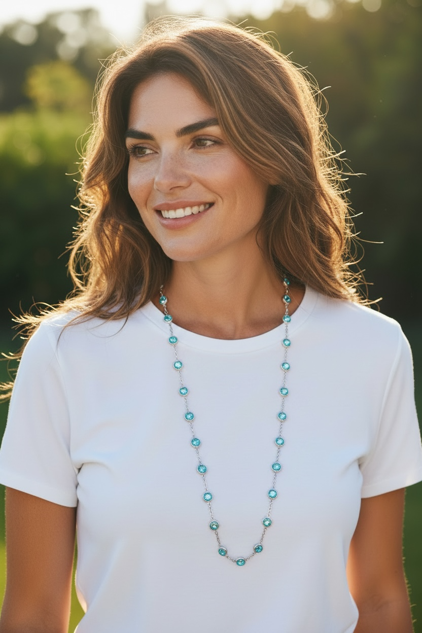 Chanelle Necklace, Lime Shimmer