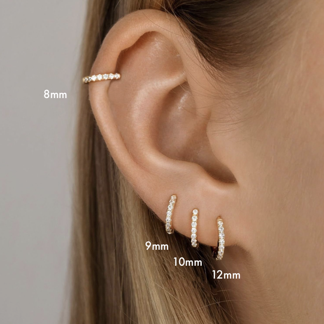 Mimimarche - E170 gold pave hoops, gold hoop earrings, gold hoops