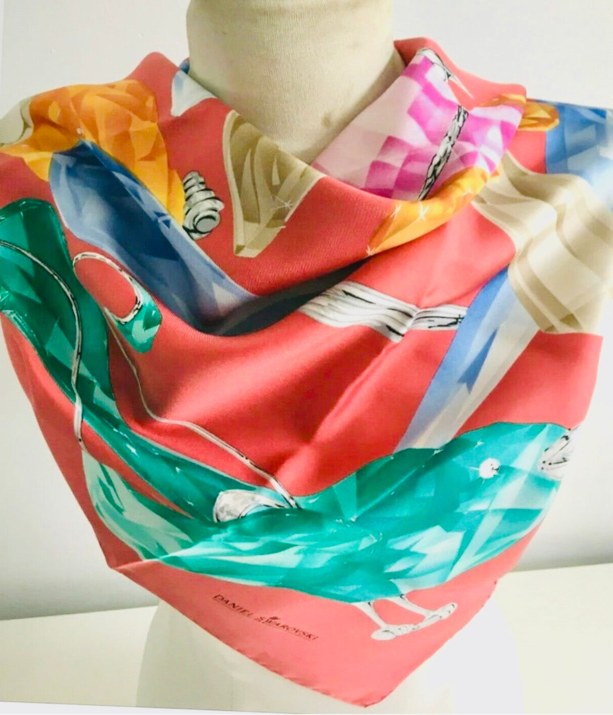 Swarovski Crystal Birds Silk Scarf
