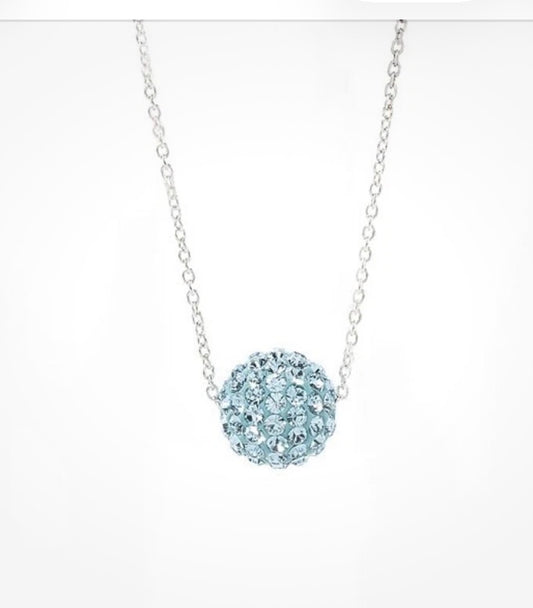 Blue Pave Crystal Necklace