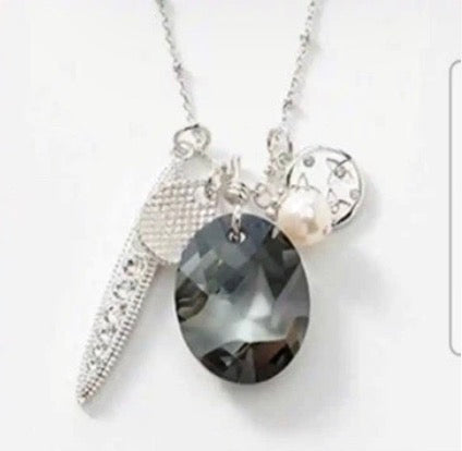 Touchstone Crystal by Swarovski Kaput Charms Necklace 26" Gray