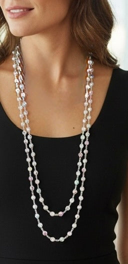 Mini Chanelle Extra Long Necklace, Crystal Aurore Boreale