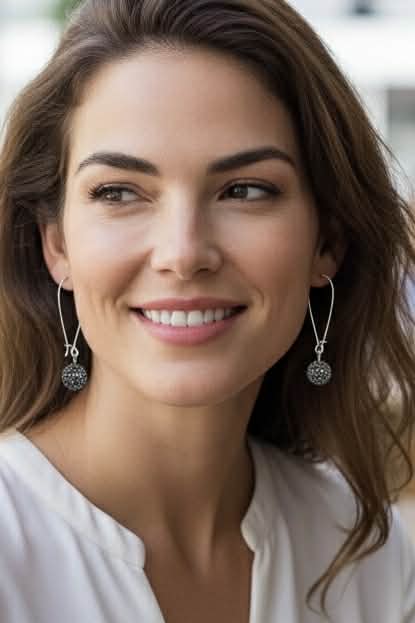 Pavé Ball Jet Crystal Earrings Touchstone Crystal by Swarovski