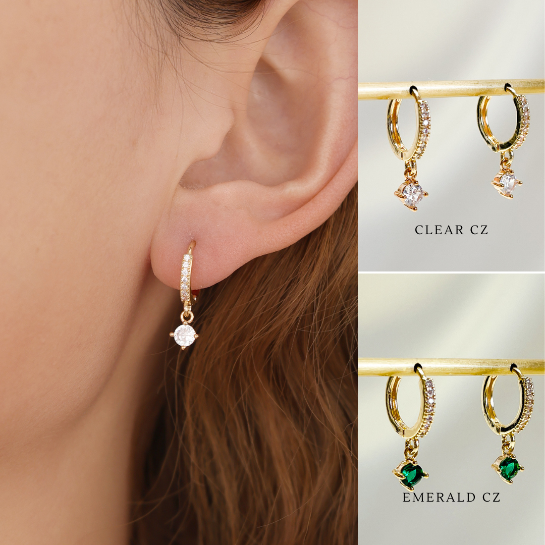 Mimimarche - E156 gold huggie hoop earring, dangle earring, hoop earring