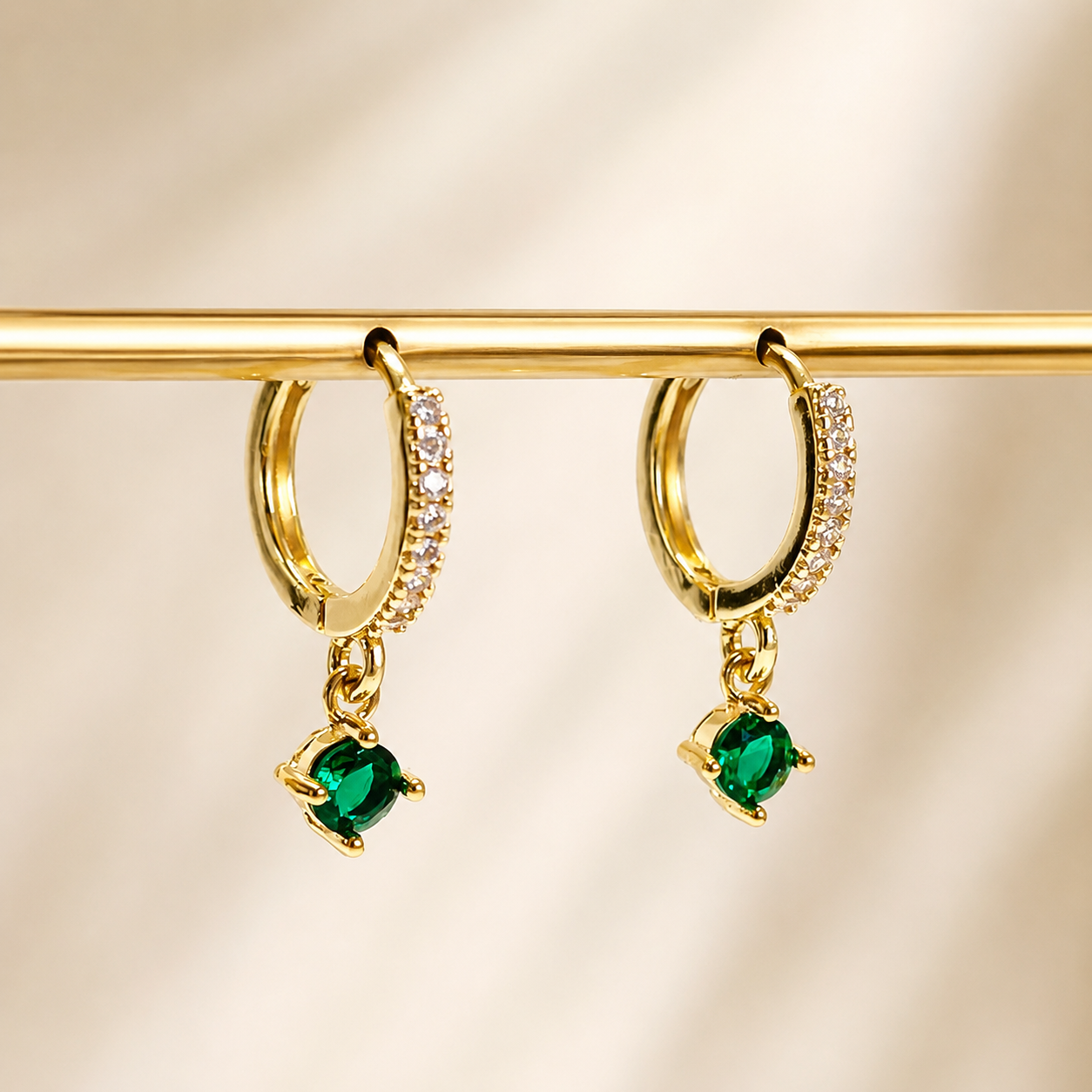 Mimimarche - E156 gold huggie hoop earring, dangle earring, hoop earring