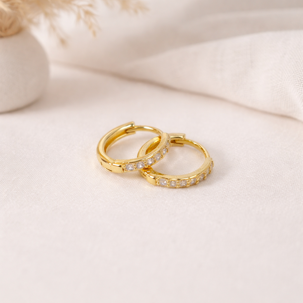 Mimimarche - E172 paved dainty huggie hoop earrings