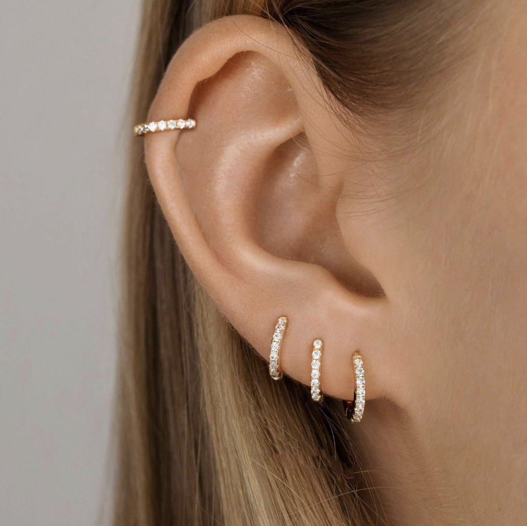 Mimimarche - E170 gold pave hoops, gold hoop earrings, gold hoops