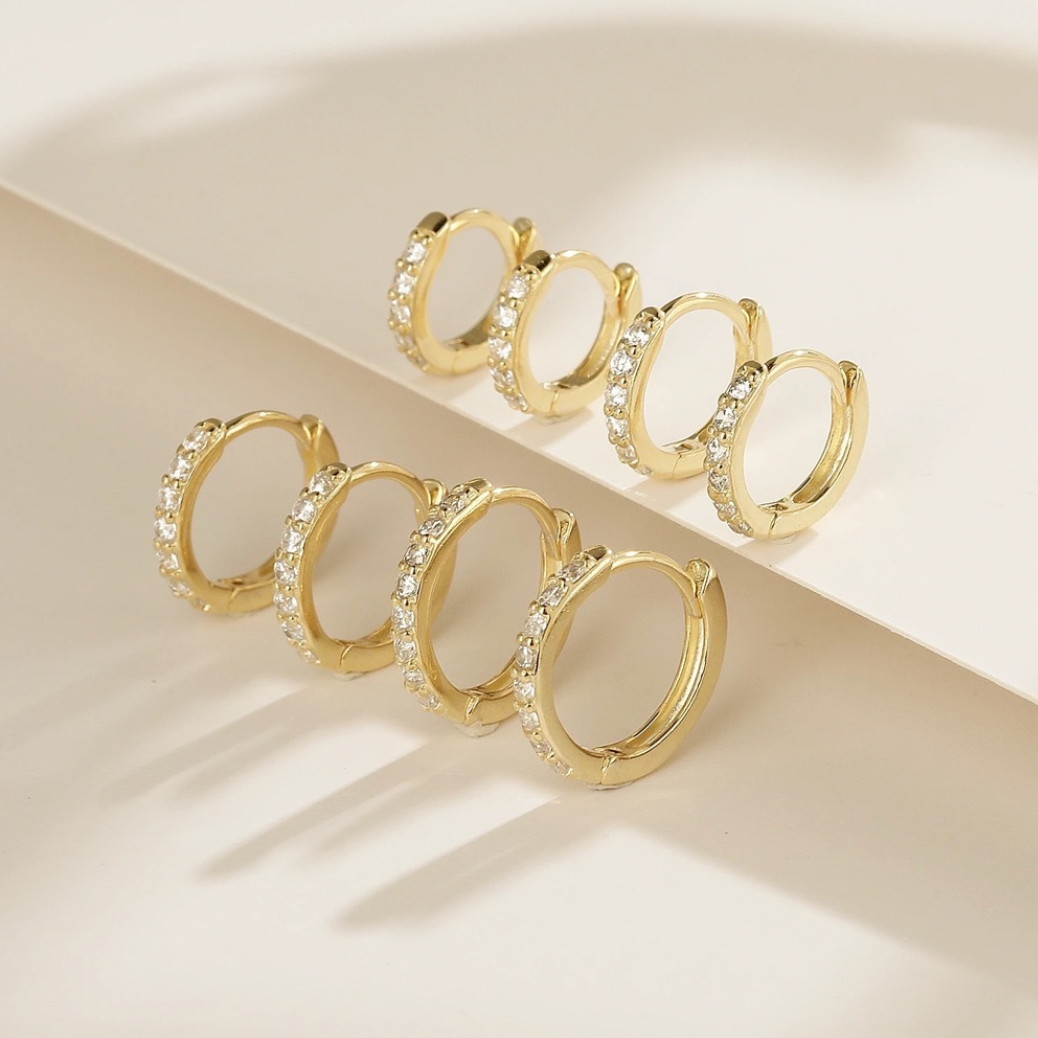 Mimimarche - E170 gold pave hoops, gold hoop earrings, gold hoops
