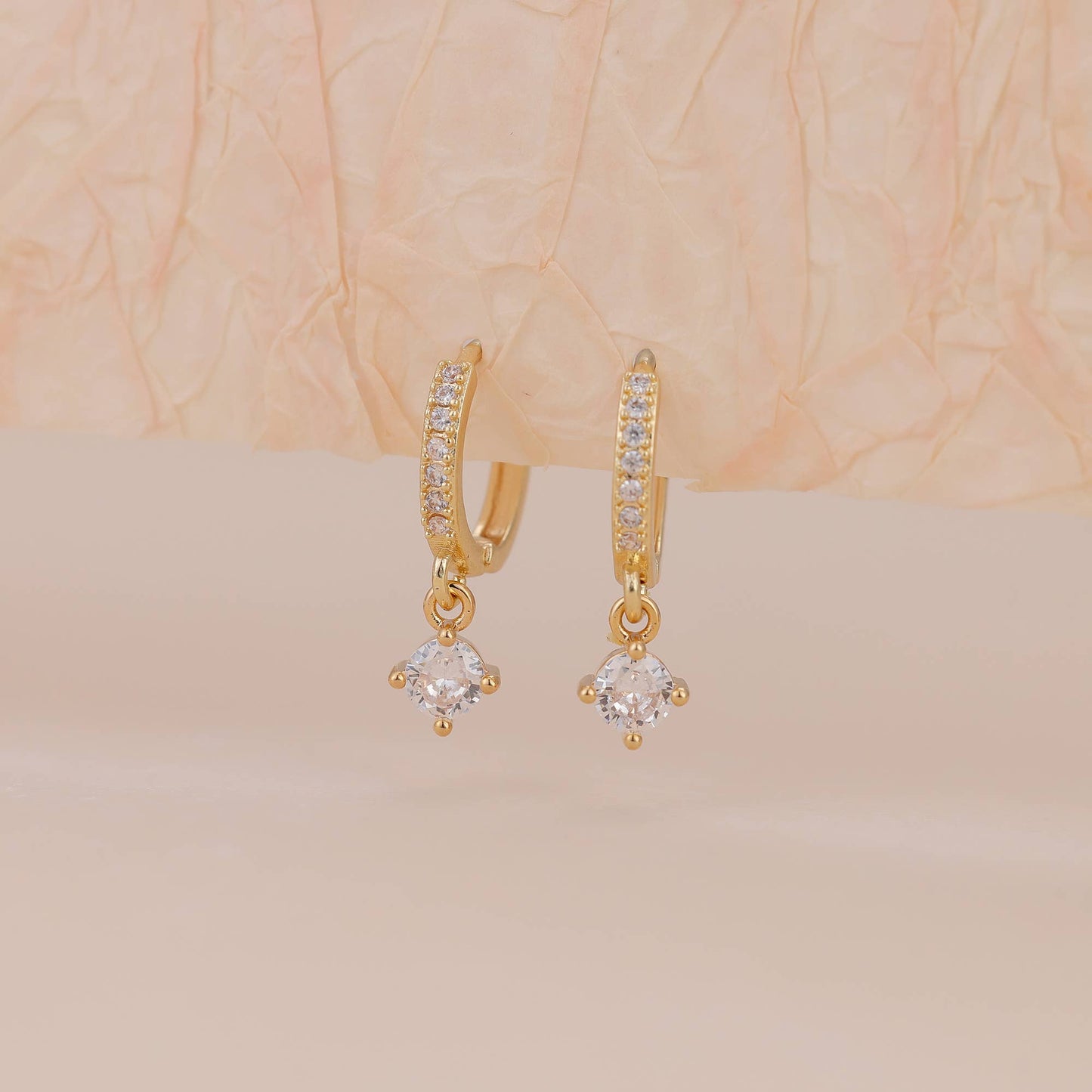 Mimimarche - E156 gold huggie hoop earring, dangle earring, hoop earring