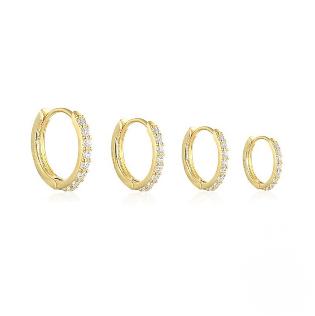 Mimimarche - E170 gold pave hoops, gold hoop earrings, gold hoops